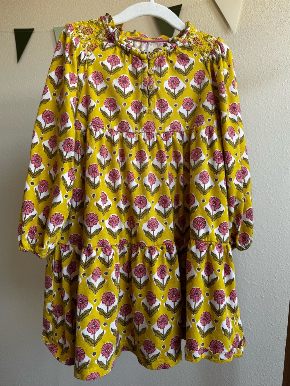 MINI BODEN | Yellow Dress with Pink Floral Print